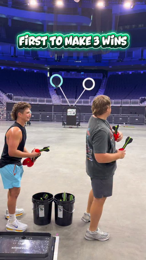 First to make 3 Wins 🏈 Dude Perfect Tour Games! 2 more shows for us to go! #sports #football #game #trickshot #dudeperfect