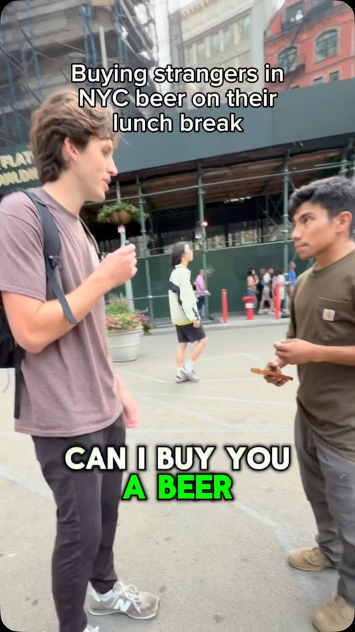 Buying strangers in NYC beer on their lunch break

This episode we got a NYC delivery driver a @stellaartoisusa after getting of his long shift

Was cool to hear about life navigating the busy streets of Manhattan delivering all sorts of things