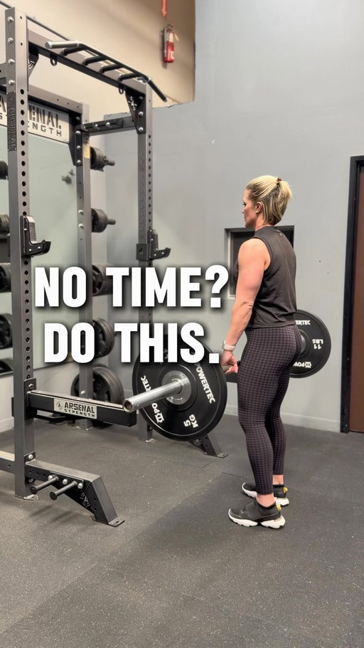 Short on time this week? Hit your entire body in 20 Minutes. 
Do 7 reps of each move back-to-back without setting the bar down. Rest 1 minute. Repeat 5 rounds.

✅ Deadlift ✅ Hang Clean ✅ Front Squat ✅ Push Press ✅ Bent-over Row

💪Choose a weight you can push press for 8-10 reps- that’s your weight for the whole complex.

Let me know how it goes!