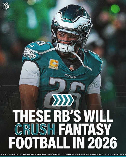 These RB’s will CRUSH Fantasy Football in 2026! 👊

AGREE or DISAGREE? 🤔

Follow @domainfantasyfootball for more Fantasy Football content!

Ravens RB Derrick Henry
16.4 Fantasy PPG
Ranked as the RB11
Current ADP of 18

Rams RB Kyren Williams
15.5 Fantasy PPG
Ranked as the RB15
Current ADP of 30

Eagles RB Saquon Barkley
14.5 Fantasy PPG
Ranked as the RB10
Current ADP of 16

Cowboys RB Javonte Williams
15.2 Fantasy PPG
Ranked as the RB16
Current ADP of 31

Bears RB D’Andre Swift
14.3 Fantasy PPG
Ranked as the RB21
Current ADP of 50

Packers RB Josh Jacobs
15.8 Fantasy PPG
Ranked as the RB17
Current ADP of 36

Bengals RB Chase Brown
16.6 Fantasy PPG
Ranked as the RB8
Current ADP of 14