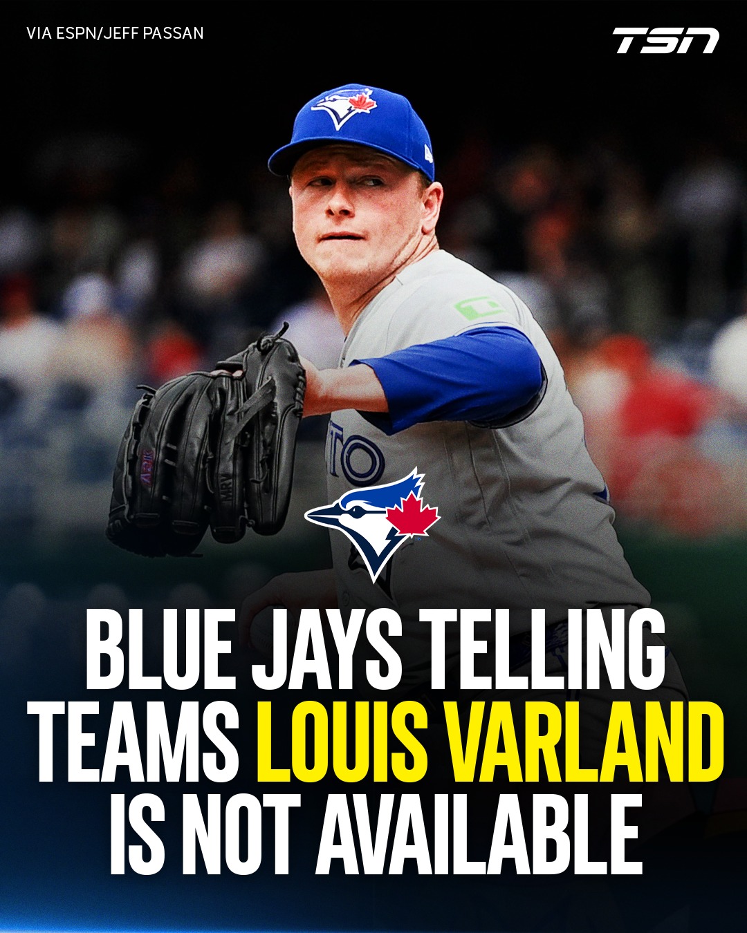 The Toronto Blue Jays have reportedly told teams that closer Louis Varland is not available, per ESPN's Jeff Passan.