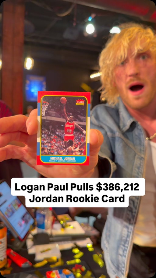 Logan Paul rips a $386,212 Michael Jordan rookie card LIVE NOW on @loganpaul YT 

#loganpaul #michaeljordan #nba #sportscards #stream 

*All prices are based on PSA 10-graded cards.