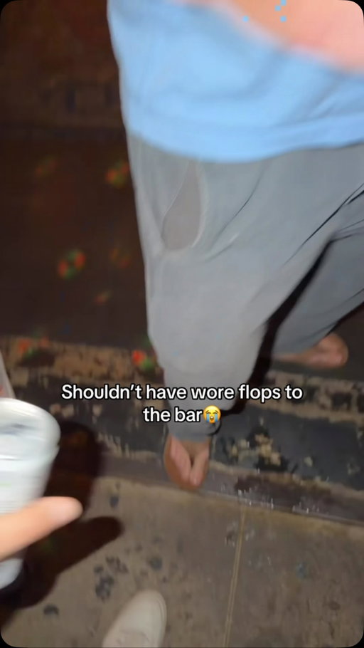 Shouldn’t have wore flops to the bar😭