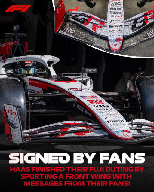Carrying their fans with them ❤️ @haasf1team 

Haas ended their Testing of Previous Cars in Fuji, Japan by sporting a front wing with messages written on it by their fans!

#F1 #Formula1