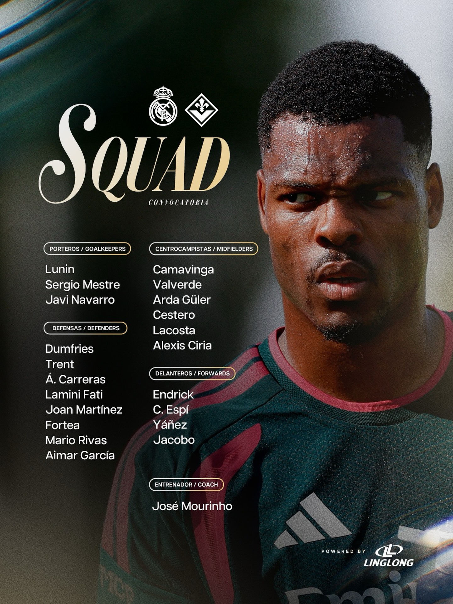 📋 Our squad for the match! 
✅ ¡Nuestros convocados! 
🆚 Fiorentina
@linglongtire