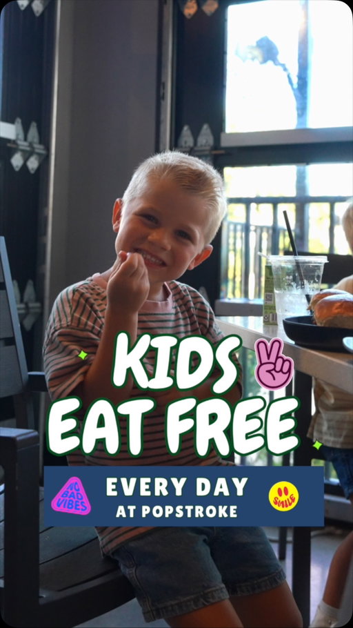 Kids Eat Free Every Day at PopStroke! ⛳️🍔⭐️ 

For only $20 a month, kids get unlimited golf and a free kids meal every day. See the link in our bio for more details and join today!