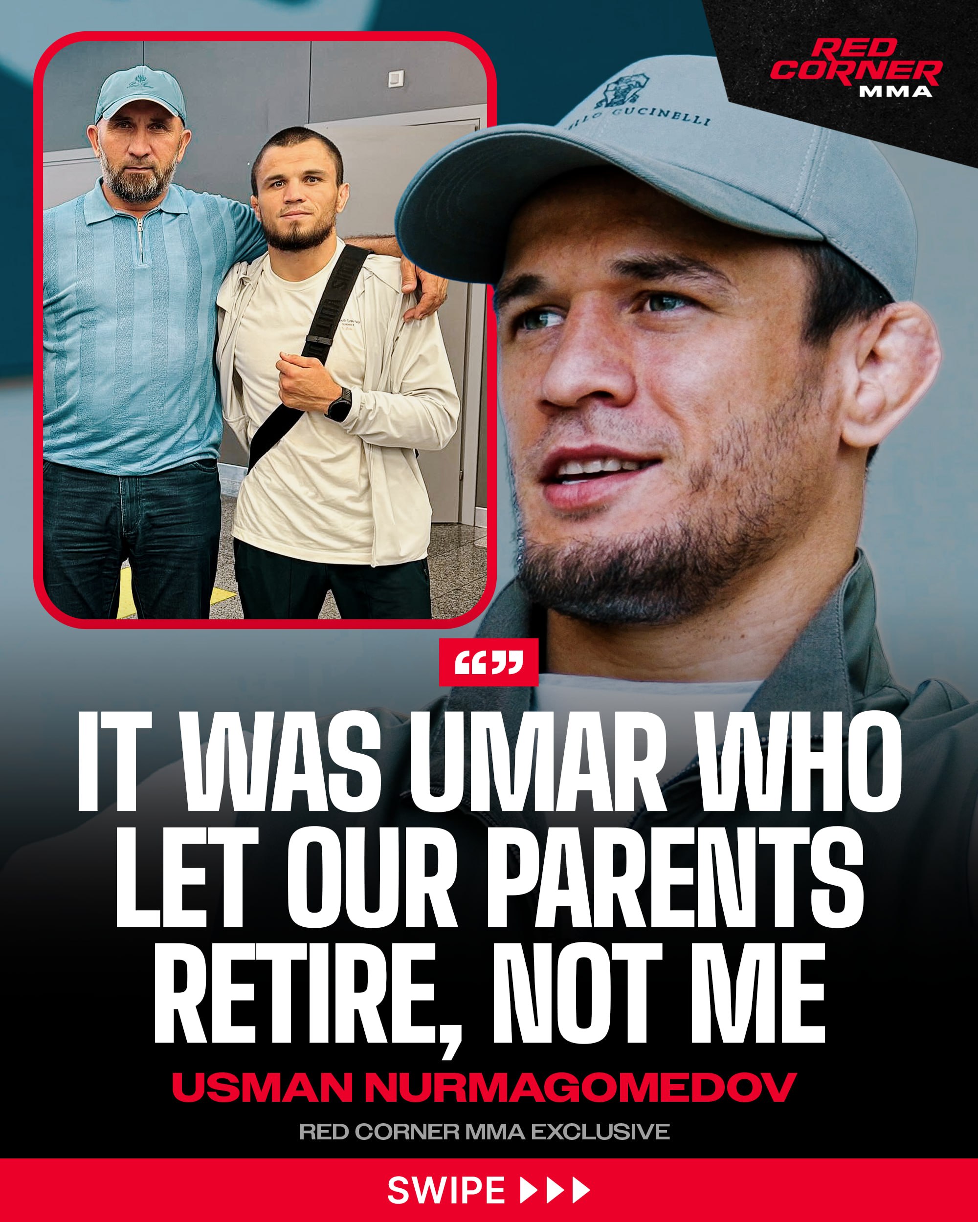 Usman Nurmagomedov credits his older brother Umar for being the first to change their family’s life, saying he was the one who made it possible for their mother to stop working.

“It didn’t start with me. It started with Umar. He was the first one to help our parents live a more comfortable life,” Nurmagomedov told Red Corner MMA.

“As soon as we had the opportunity, we told our father, ‘Mom doesn’t have to work anymore.’ My father, though, is such a hardworking man that you simply can’t retire him,” he added.

Watch the full interview on the @redcorner.mma YouTube channel (link in bio). ⤴️