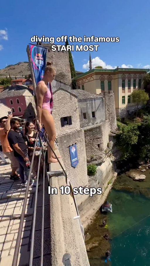 Diving off the world famous “old bridge” in Bosnia 🫣