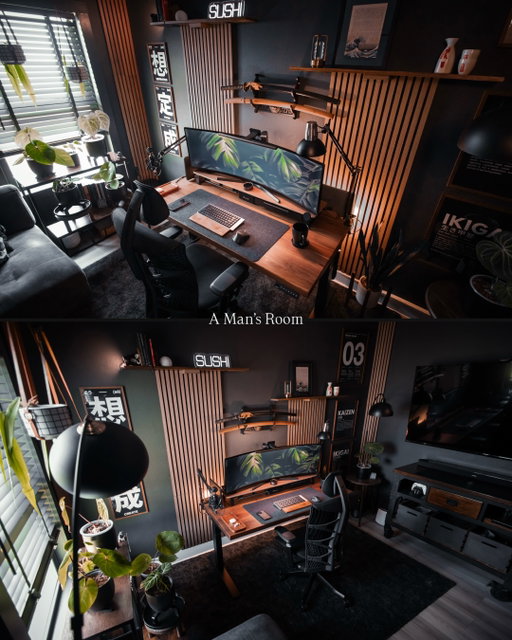 Welcome to my home office. A room built by a man—for a man—but everyone is welcome.  Inspired by Japanese-influence, coffee, and plants 🪴 

#homeoffice #desksetup #interiordesign