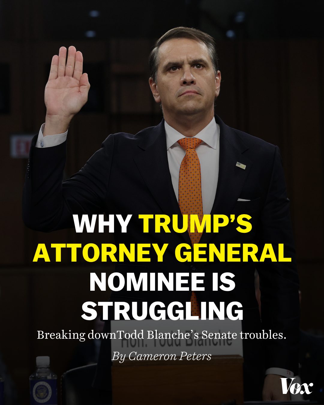 Things are not going smoothly for Acting Attorney General Todd Blanche, whom Trump nominated for the permanent job last month. 

He was set to receive a committee vote on Thursday on his way to being confirmed. Instead, lawmakers are punting on the vote after multiple key Republican senators expressed concerns — and Trump is now threatening to pull Blanche’s nomination until next year.

If Blanche’s nomination fails, it’s a black eye for Trump and a sign that the GOP, facing an increasingly dire midterms outlook, is growing less willing to go along with Trump’s increasingly conspicuous corruption. 

But a defeated vote or a pulled nomination won’t actually end Blanche’s tenure as acting attorney general — since he was previously confirmed by the Senate for the deputy attorney general job, he can likely stay in the acting role as long as Trump wants to keep him there.

Find out more at the link in our bio. 

📸: Win McNamee/Getty Images
