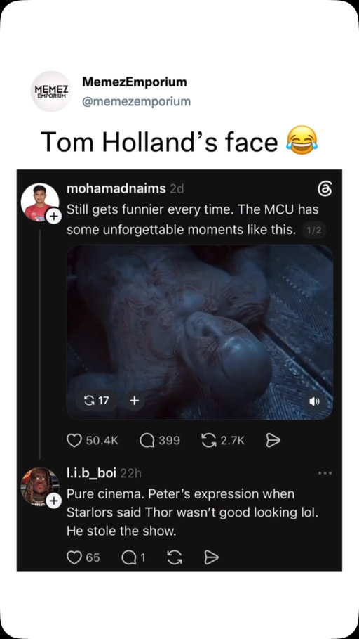 The iconic “Who is Gamora?” scene in *Avengers: Infinity War* is already one of the funniest moments in the Marvel Cinematic Universe, but Tom Holland’s subtle reaction makes it even better. When Chris Pratt’s Star-Lord describes Thor as the “tall guy, not that good-looking,” Holland’s Spider-Man gives him a priceless side-eye, almost as if even Peter Parker knows Chris Hemsworth is objectively handsome. That tiny reaction perfectly captures the natural comedy Tom Holland brings to Spider-Man, which fans will soon see again alongside Zendaya in *Spider-Man: Brand New Day*. With Holland returning as Peter Parker and Zendaya back as MJ, the new Marvel and Sony movie has audiences excited to see where their relationship goes after the heartbreaking ending of Spider-Man: No Way Home
