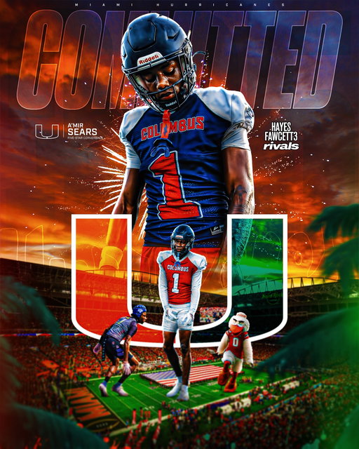BREAKING: Five-Star CB A’mir Sears has Committed to Miami, he tells me for @Rivals.IG

The 6’2 178 CB recently reclassified to the 2027 class and remains ranked as a Top 10 recruit

“Why not continue my story in the place I call home?? Wish my brother was here to see me make it.”