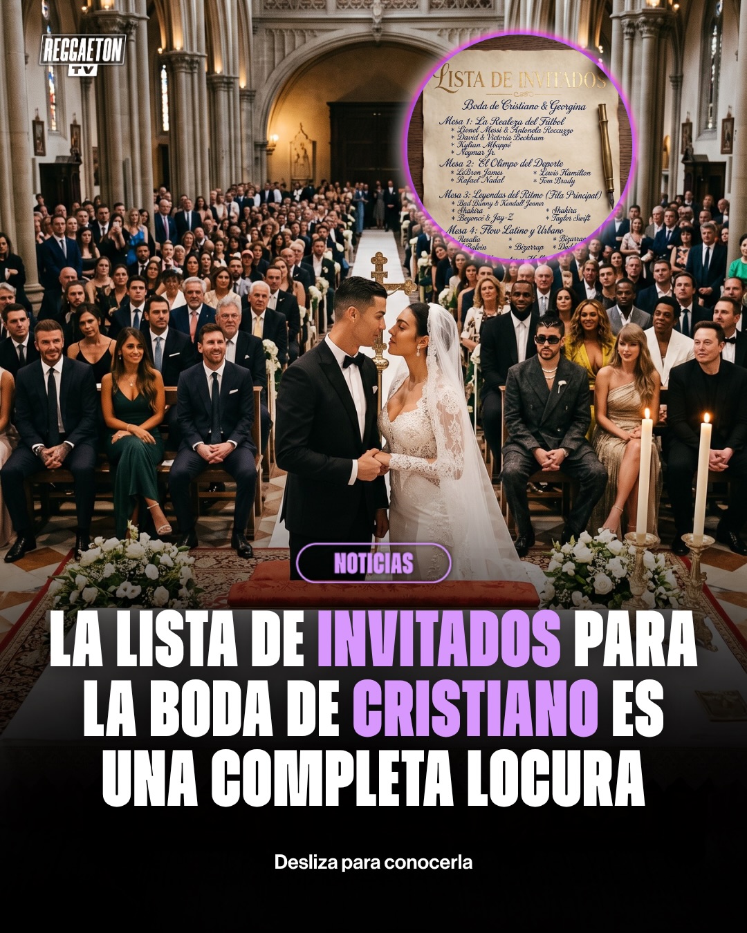 Fuertes rumores aseguran que Cristiano Ronaldo y Georgina Rodríguez podrían casarse este sábado en Portugal, en una boda que reuniría a algunas de las figuras más grandes del entretenimiento y el deporte. Entre los supuestos invitados estarían Mbappé, Vinícius Jr., Jennifer Lopez, Drake, Rihanna, Travis Scott e IShowSpeed. Hasta ahora, la pareja no ha confirmado oficialmente la fecha.
.
Sigue a @reggaetontv para más contenido‼️