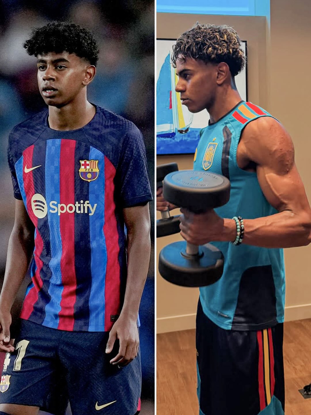 🚨🤯 Lamine Yamal’s 𝐩𝐡𝐲𝐬𝐢𝐜𝐚𝐥 𝐭𝐫𝐚𝐧𝐬𝐟𝐨𝐫𝐦𝐚𝐭𝐢𝐨𝐧 in just a few years has been impressive. ✨

Lamine recently posted a photo of himself training his biceps as he aims to start the new season in the best possible shape. 💙❤️💪🏾

𝐇𝐄’𝐒 𝐆𝐄𝐓𝐓𝐈𝐍𝐆 𝐑𝐄𝐀𝐃𝐘! ⏳