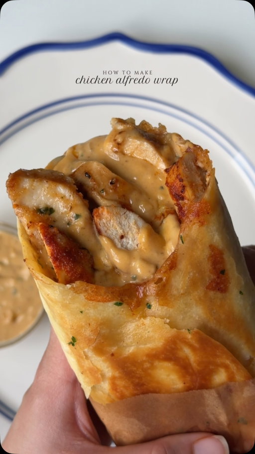 Chicken Alfredo wrap 🌯 

Ingredients 

For the chicken 

2 lb boneless chicken breast 
Salt to taste 
1 tsp black pepper
1 tbsp garlic powder
1 tsp onion powder 
1 tbsp smoked paprika powder 
1 tbsp chosenfoods avocado oil ( for marinating )
1 tbsp  chosenfoods avocado oil ( for cooking )

For the creamy Alfredo sauce :

2 tbsp butter
1 tbsp garlic, minced
1 cup whole milk
1/3 cup Chosen Foods Mayonnaise
3/4 cup Parmesan cheese, freshly grated
Salt, to taste
1/2 tsp black pepper
1 tsp garlic powder
1/2 tsp Italian seasoning
1 tsp dried parsley

To assemble:

6 large flour tortillas wraps
1 cup mozzarella cheese 

Method:

In a large bowl, combine the chicken, salt, black pepper, garlic powder, onion powder, smoked paprika, and 1 tablespoon avocado oil. Mix until the chicken is evenly coated and let marinate for at least 15 minutes.
Heat the remaining tablespoon of avocado oil in a large skillet over medium-high heat. Add the chicken and cook for 6–8 minutes, stirring occasionally, until golden brown and fully cooked through. Remove from the skillet and set aside.

In the same skillet, melt the butter over medium heat. Add the minced garlic and sauté for 30 seconds until fragrant.
Pour in the milk and whisk until smooth. Add the mayonnaise and continue whisking until fully combined. Stir in the Parmesan cheese, salt, black pepper, garlic powder, Italian seasoning, and parsley. Cook for 2–3 minutes, stirring frequently, until the sauce becomes thick and creamy.

Lay the tortillas on a flat surface. Divide the chicken Alfredo mixture sauce among the tortillas and top each with shredded mozzarella cheese. Add the Alfredo sauce on tip
Fold in the sides of each tortilla and roll tightly into wraps.
Place the wraps seam-side down in a clean skillet over medium heat. Toast for 2–3 minutes per side, or until golden brown and crispy, and the cheese has melted.
Slice in half and serve immediately.

#recipe #alfredosauce #chickenwrap