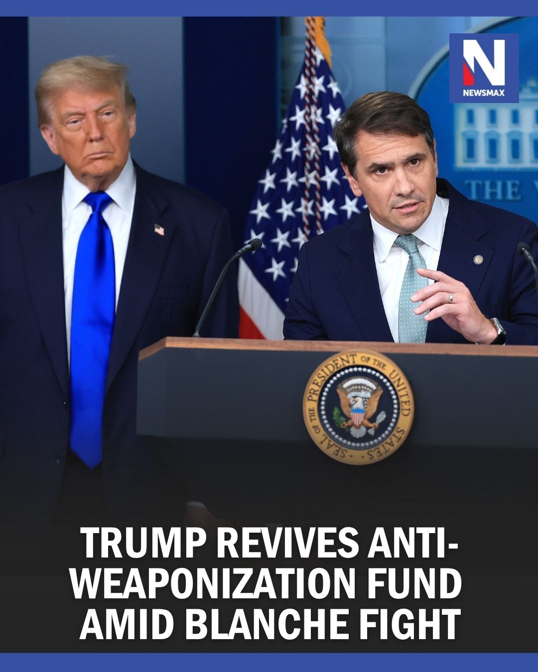 ANTI-WEAPONIZATION FUND: President Donald Trump on Saturday threatened to push forward with a fund to compensate his allies if two Republican holdouts will not support his nominee for attorney general. ⁣
⁣
For more info on this story, please visit the link in our bio or Newsmax.com.