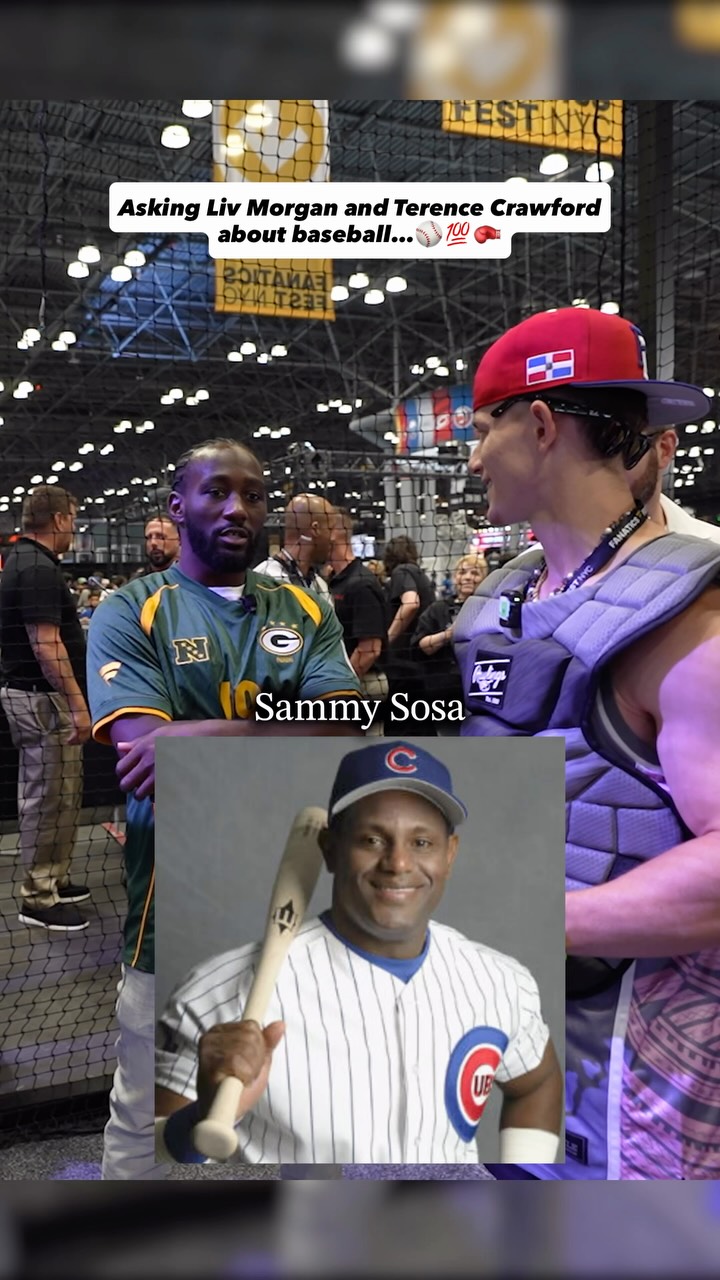 At least Terence Crawford knows ball💯🥊 It’s crazy how some people in the U.S. can’t even name one baseball player😅 Liv Morgan is from New Jersey and I’ve seen her throw the first pitch at a Red Sox game but I guess she didn’t remember any player names😂 Watch both Liv and Bud compete in the celebrity pitch competition in our new YouTube video👀 Dozens of celebrities competed in the Fanatics Games at Fanatics Fest and we got to catch at the MLB strike throwing competition🤯⚾️ #boxing #wwe #livmorgan #terencecrawford  #baseball