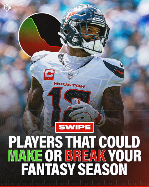 Players that could MAKE or BREAK your Fantasy Football season! 📊➡️

Thoughts? 🤔

Follow @domainfantasyfootball for more Fantasy Football content!

Giants WR Malik Nabers
14.2 PPG in 2026
Ranked as the WR22
Current ADP of 48

Cardinals RB Jeremiyah Love
193.0 Projected Fantasy Points
Ranked as the RB12
Current ADP of 20

Packers WR Christian Watson
13.2 PPG in 2026
Ranked as the WR33
Current ADP of 69

Texans WR Nico Collins
15.1 PPG in 2026
Ranked as the WR9
Current ADP of 22

Bucs RB Bucky Irving
13.9 PPG in 2026
Ranked as the RB23
Current ADP of 49

Commanders WR Terry McLaurin
11.4 PPG in 2026
Ranked as the WR23
Current ADP of 50