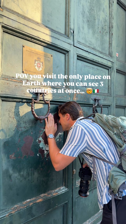 Would you check out this hidden viewpoint in Rome? 👀🇮🇹

📍Aventine Keyhole, Rome, Italy

From the outside, it looks like an ordinary green door. But look through the famous Aventine Keyhole and you’ll find one of Rome’s most unforgettable views. The perfectly aligned keyhole frames St. Peter’s Basilica through a beautiful tunnel of hedges, creating a perspective that has amazed visitors for decades. On a clear day, this unique viewpoint lets you see three “countries” at once. You’re standing in Italy, looking through the headquarters of the Sovereign Military Order of Malta, with Vatican City perfectly framed in the distance.

Tips ⬇️
🚶 Free to visit
🌅 Visit early in the morning or around sunset for fewer crowds.
📸 Be patient if there’s a line. Everyone wants the perfect view through the keyhole!
🌳 Don’t miss the nearby Orange Garden (Giardino degli Aranci) for one of the best panoramic views in Rome.

Follow @thisworldofadventure for more travel inspiration ✈️🌍

#rome