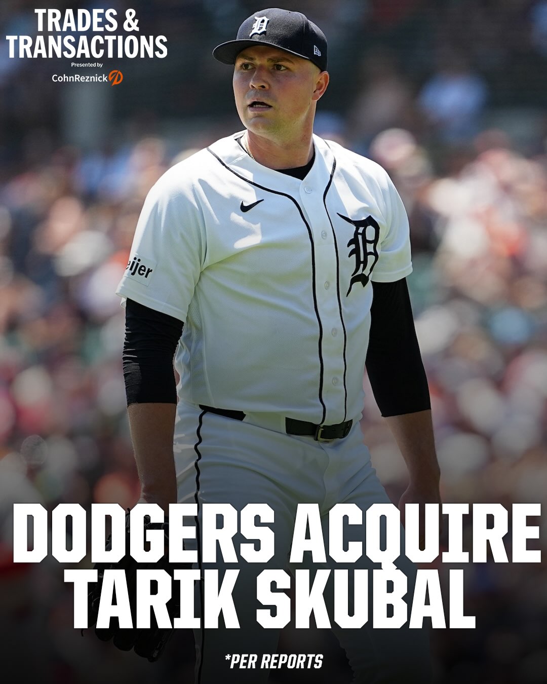 Tigers reportedly acquire OF Zyhir Hope (MLB’s No. 25 overall prospect), RHP River Ryan and RHP Brady Smith from Dodgers in exchange for Tarik Skubal, per multiple reports including MLB’s Mark Feinsand.