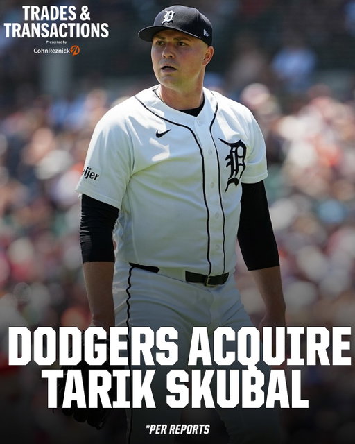 Tigers reportedly acquire OF Zyhir Hope (MLB’s No. 25 overall prospect), RHP River Ryan and RHP Brady Smith from Dodgers in exchange for Tarik Skubal, per multiple reports including MLB’s Mark Feinsand.