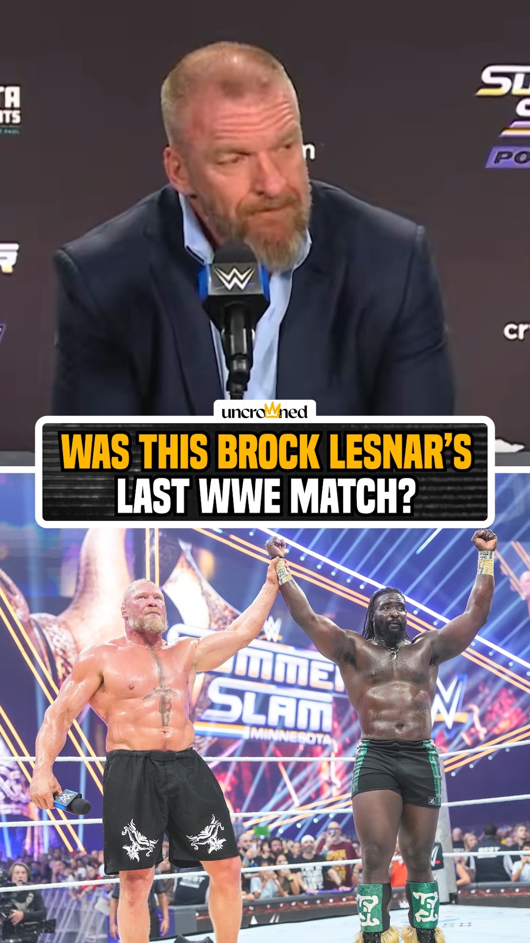 “For Brock to walk back to the ring, to bring Oba Femi back in there with him, to put him over verbally and physically as ‘This is The Future of the business and I am The Past’ — that’s a pretty bold statement. Brock doesn’t just say things." - Triple H 👀 #SummerSlam