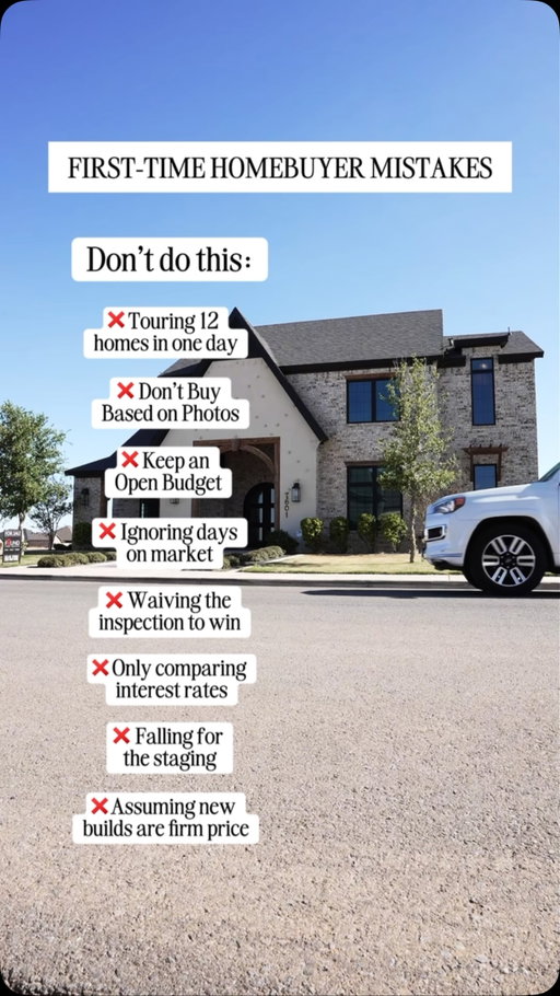 Most first-time homebuyers don’t lose money because they chose the wrong house.

They lose money because they make avoidable mistakes during the buying process.
Before you buy your first home, save this checklist.
A few simple changes like comparing APR instead of just interest rates, targeting homes that have been sitting on the market, and negotiating seller concessions can save you thousands.

Which mistake surprised you the most?

#FirstTimeHomeBuyer #HomeBuyingTips #RealEstate