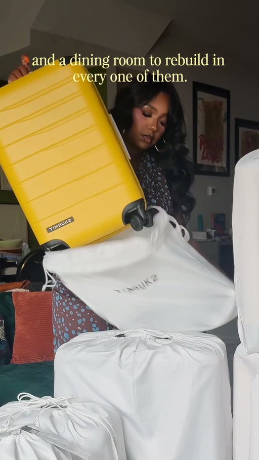 Would you ever guess that one of these bags has dinner in it - that’s the cooking supplies, linens, menu cards and knives? My marigold yellow Timbuk2 is the most helpful companion, moving with me between cities and guarantees that I’ll show up prepared to any event. Organized, durable, consistent and ready to cook.

Get your own award-winning Timbuk2 FreeStyle Carry-On Plus and Stow Packing Cubes via the link my stories. @Timbuk2 #Timbuk2partner