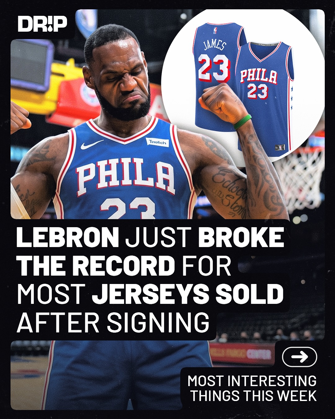 Most interesting things we saw this week 👀⬇️

Cover: LeBron James has officially set the all time record for the most jerseys sold by an athlete joining a new team across any sport. The milestone was reached within the first 48 hours of signing with the Philadelphia 76ers.

Slide 1: Lamborghini unveiled a one of one Urus inspired by the Halo franchise to celebrate Halo: Campaign Evolved. The custom SUV features a military inspired green finish, UNSC graphics, and futuristic design details pulled directly from the game.

Slide 2: Spider-Man: Brand New Day has become the highest rated Marvel Cinematic Universe film by audience score. The film currently has a 98% Rotten Tomatoes audience score and has earned praise for Tom Holland’s performance, emotional storytelling, and its fresh direction for Spider-Man’s next chapter.

Slide 3: Apple is reportedly partnering with Klarna to offer iPhone leasing starting at $17.99 per month. The program would allow customers to upgrade devices more frequently without paying the full retail price upfront.

Slide 4: A portion of Eminem’s legendary sneaker collection is heading to auction, with the vault valued at over $100,000. The collection includes rare Air Jordans and exclusive pairs collected throughout his career.

Slide 5: The French Football Federation has introduced a refreshed crest for its national teams. The updated identity modernizes the iconic Gallic rooster while maintaining the federation’s historic design elements.

Slide 6: Kevin Durant and Drake’s NOCTA label have officially released a new collaboration. The collection includes performance apparel and lifestyle pieces that blend basketball functionality with NOCTA’s signature aesthetic.

Slide 7: Kylie Jenner has expanded her beauty empire with the launch of Mood Stones, her new fragrance trio. The scents include cashmere muse, blush wood, and velvet brew.

Slide 8: Zendaya and Tom Holland are now both official ambassadors for Prada. The pair join the luxury fashion house as two of its biggest global faces, marking another major partnership for the couple.