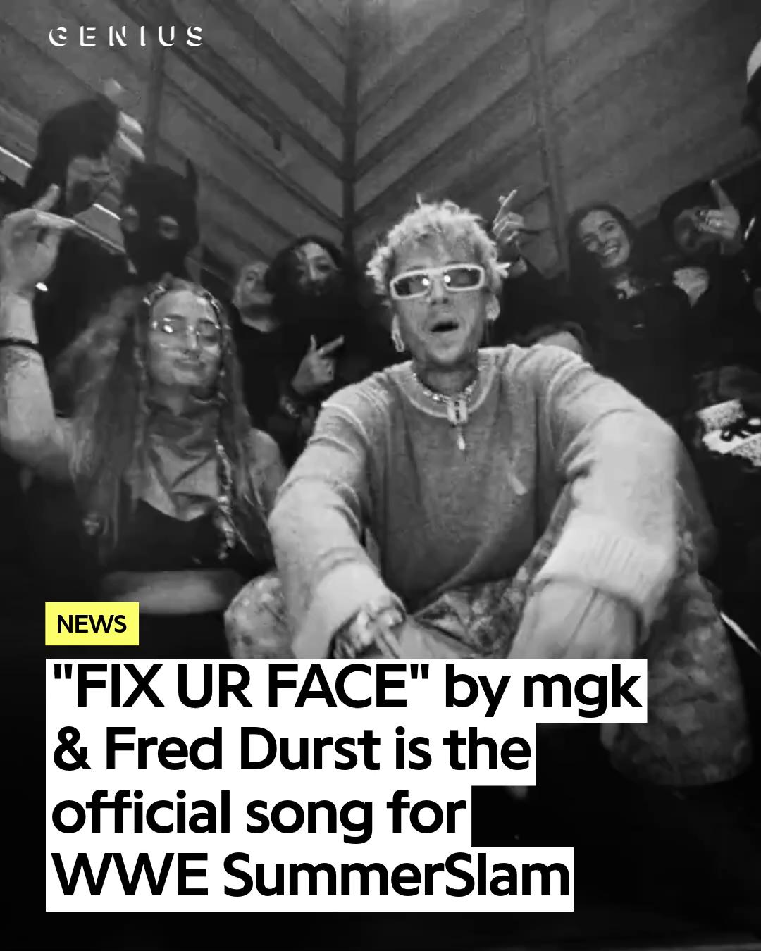 mgk & fred durst are stepping into the ring 🤘 their collab “FIX UR FACE” is the official song of WWE summerslam 2026 🔥

who’s taking home the belt? 🏆
