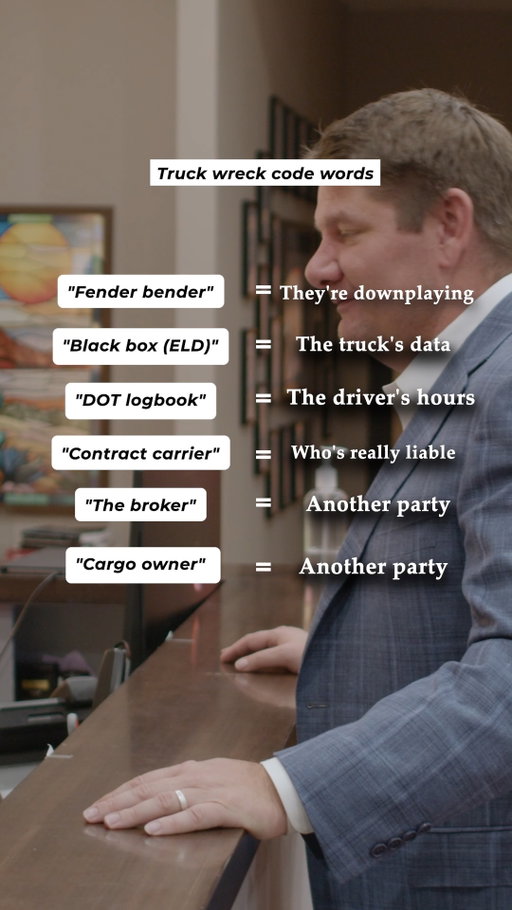 After an 18-wheeler crash, the words used in a claim matter. Terms like black box, ELD data, DOT logbooks, and contract carriers can reveal important details about what happened and who may be responsible.

Don’t let complicated trucking terms hide the truth behind your case.

#WestTexasPersonalInjury #TruckAccident #18WheelerAccident #PersonalInjuryLaw #TruckingAccident #KnowYourRights #LorfingLaw
