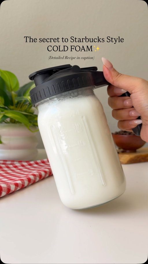 The secret to Starbucks style cold foam at home ✨

Instead of making a new cold foam every time, make one batch of Vanilla Sweet Cream and customize it however you like.

Vanilla Sweet Cream (Batch Recipe)
• 15 oz heavy cream
• 10 oz 2% milk
• 6 oz vanilla syrup

Mix everything together in a large jar or pitcher and refrigerate for 7 -10 days .

3 ways to use it:
🤍 Vanilla Sweet Cream 
Pour it straight into your iced coffee or cold brew.

☁️ Vanilla Sweet Cream Cold Foam
Froth 2 oz of vanilla sweet cream until thick, creamy, and pourable.

✨ Any Flavored Cold Foam
Start with 2 oz vanilla sweet cream, then add:
• 1 tbsp syrup (brown sugar, pistachio, caramel, strawberry, vanilla, etc.) or
• 1 tbsp sauce (white mocha, mocha, pumpkin, etc.) or
• 1 tbsp powder (matcha, lavender powder, malted chocolate powder, etc.)

Froth for 20–30 seconds and pour over your favorite iced coffee /latte or cold brew.

One batch. Endless cold foam flavors. Save this recipe for later and Follow for more ! 

#coldfoam #coffeegirl #reelsinstragram #reelsvíral #icedlatte