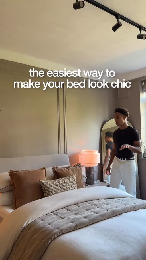 the secret to making a hotel-style bed at home 👇🏾

your bed is the centrepiece of your bedroom, if it looks a mess, the whole room will look awful, luckily it’s super easy to style a chic looking bed. 

you’ll need a few things:
- a mattress topper for extra comfort
- four pillows, stacked
- two square cushions & a lumbar cushion
- a down or ‘feels like down’ duvet, folded back
- a bedspread or large throw for layering and extra texture

duvet & duvet cover @marksandspencer 
bedspread @christy_home 
square cushions @hmhome
lumbar cushion @johnlewis