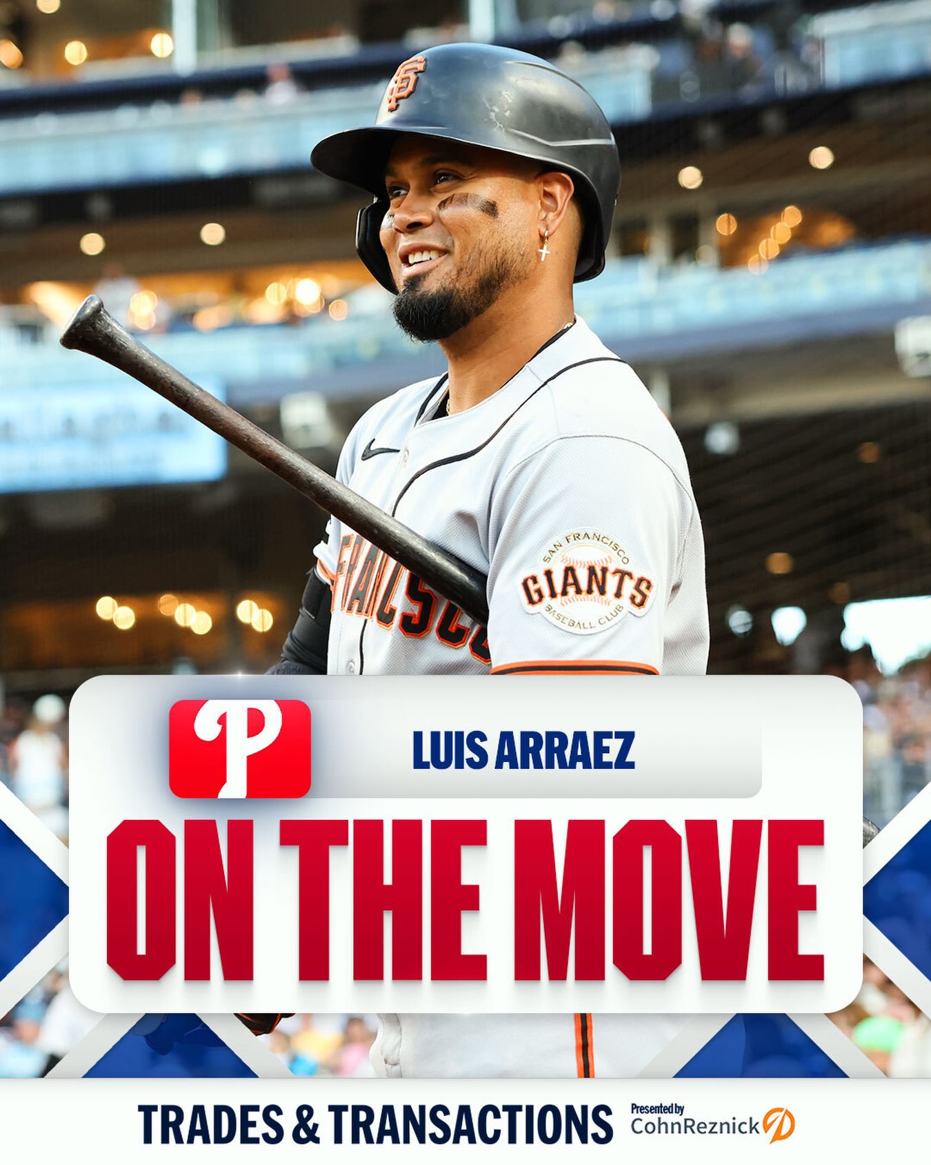 Phillies reportedly acquire INF Luis Arraez from Giants, per multiple reports including MLB Network insider Jon Heyman.