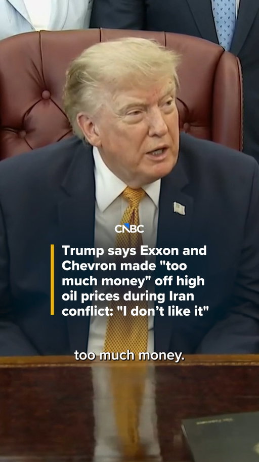 President Donald Trump said Monday that ExxonMobil and Chevron made "too much money" on rising crude oil prices due to the Iran war.

"They're making too much money based on a shortage," Trump told reporters at the White House. "I don't like it."

Read more at the link in bio.