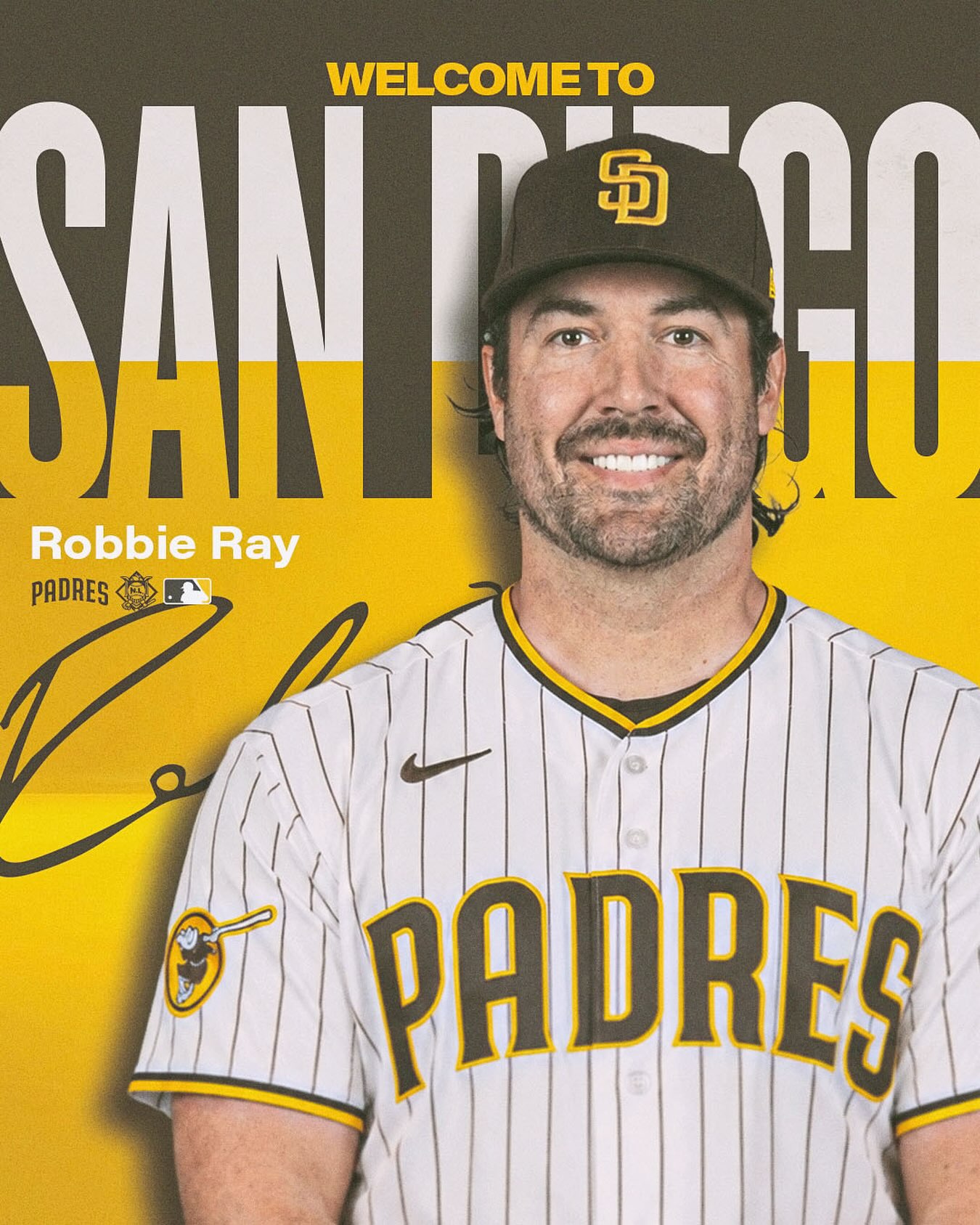 Welcome to San Diego, Robbie! We have acquired left-handed pitcher Robbie Ray and cash considerations from the San Francisco Giants in exchange for right-handed pitcher Miguel Mendez and infielder Joniel Hernandez.