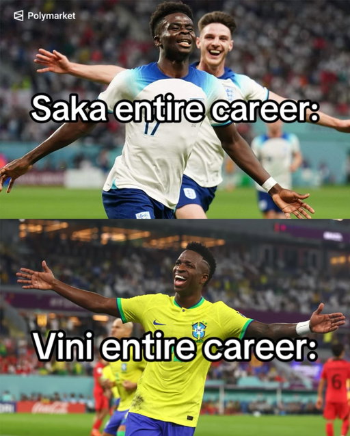 If Vini plays with the Saka, Arsenal are going back2backa🤷

Vinicius has been on a significantly better, bigger, more successful club. He plays in the easier league, he’s played with some of the games greatest. The world waits to see whether he leaves Madrid this summer. It is the question. It would be the biggest signing of the year for premier league fans. I mean when is the last time the prem got a superstar? One of the biggest names in football? Why does he want to go to Arsenal tho ffs. His best attribute could be pissing people off. Artetas looking at ways to tactically draw penalties with this signing. I would hate to play left back with this Brazilian torpedo in the middle of his prime. If you think he will struggle in the prem, you have lost your mind. 

Speaking of struggles in the prem… Saka. lol no he is class isn’t he? Hat trick vs the best team in the history of World Cup is class, premiership title is class, his vision and ability to slowdown and pick out a teammate is class. He can sure take a whipping corner kick. I’m sure he’s good at other things as well, I don’t watch Arsenal. He’s been a boy representing his country at the highest level. They say you’re a product of your experiences, Saka has been through it all and he has just tasted ultimate victory and defeat this year. I can imagine he will be a force to be reckoning next season. 

Do yall want to see these 2 on the same team?