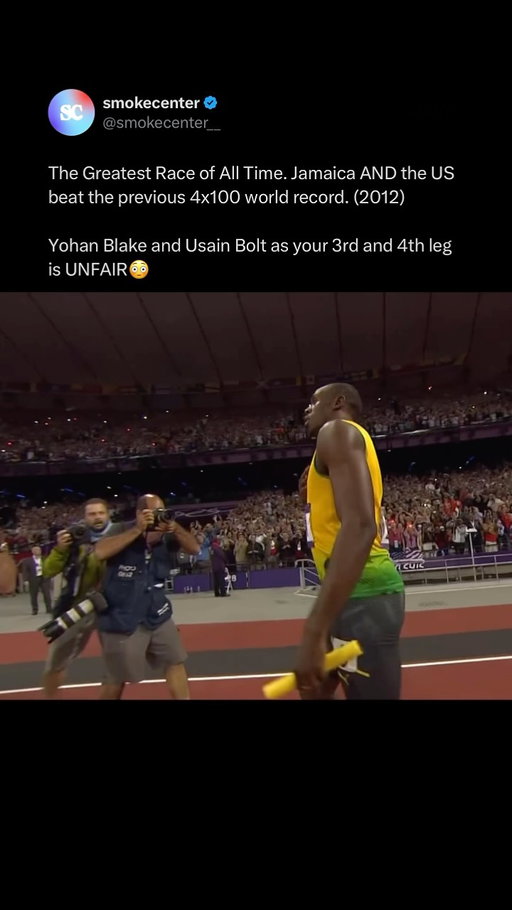 The 4x100 final at the 2012 London Olympics is arguably the greatest race of all time.  Jamaica and the United States were the heavy favorites in the final and they didn’t disappoint. Both countries blew away the competition and finished 1st and 2nd place by a considerably long margin.

Both countries broke the previous world record, and Yohan Blake ran what some track fans consider the greatest leg of all time, setting up Usain Bolt to handle the final leg and capture the gold medal for Jamaica.   Do you remember this race?

via Olympics/YouTube