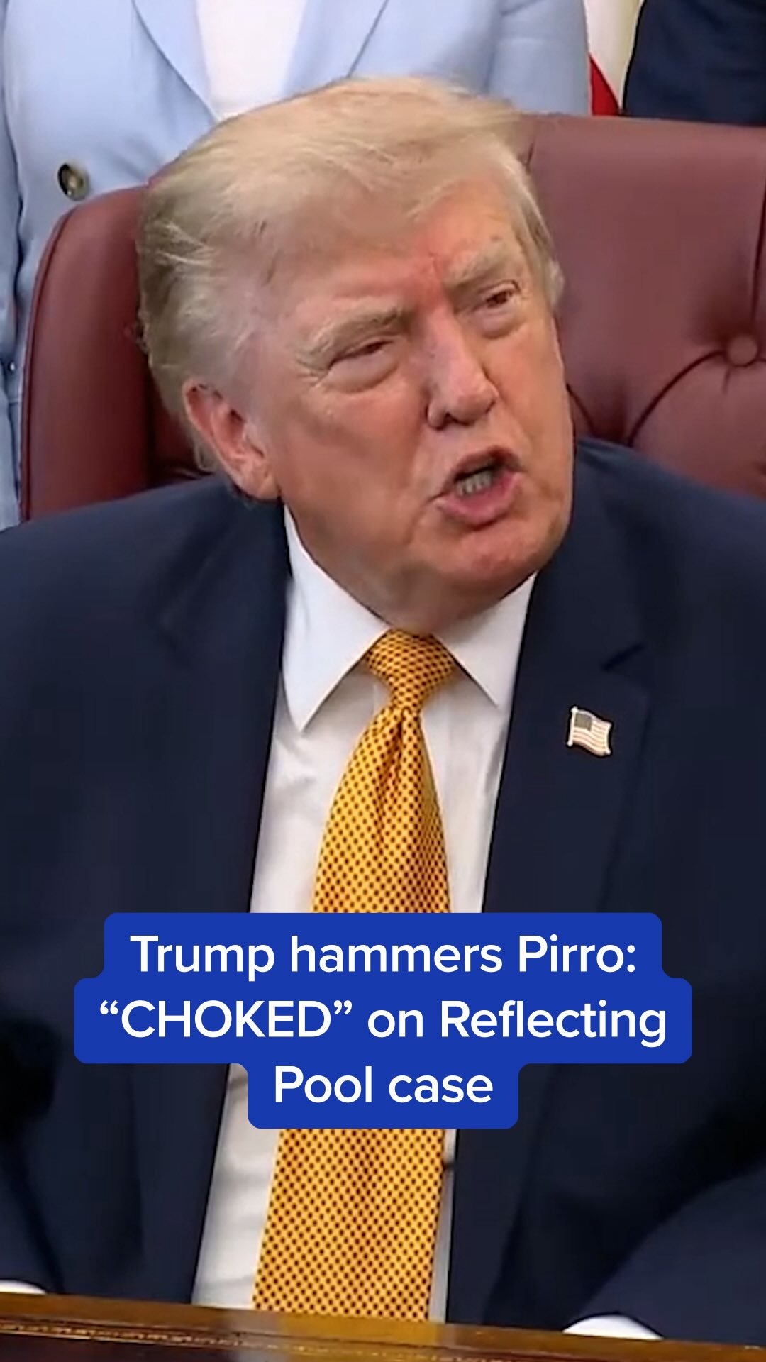 “She folded like an umbrella.”

Trump slams U.S. Attorney Jeanine Pirro’s decision to drop charges against a former Olympian accused of damaging the Lincoln Memorial Reflecting Pool. MS NOW’s @jake_traylor follows up by asking if he’s reconsidering her role as U.S. Attorney.

#news #trump