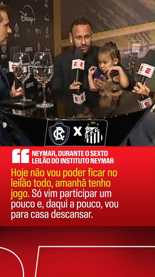 Neymar estará em Remo x Santos, nesta terça-feira (4), pela partida de volta as oitavas de final da Copa do Brasil. Antes do 6º Leilão do Instituto Neymar Jr., o craque falou sobre a presença na véspera do confronto.

#Neymar #FutebolNaESPN #CopaDoBrasil