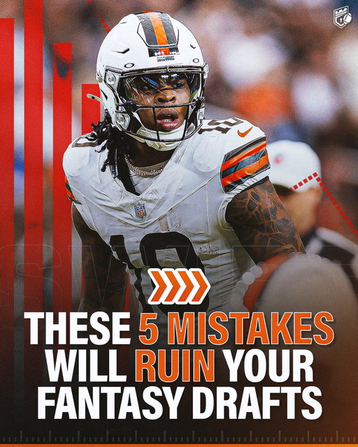 These 5 MISTAKES will RUIN your Fantasy Football Drafts! 😡❌

Thoughts? 🤔

Follow @domainfantasyfootball for more Fantasy Football content!

Mistake No. 1
- Fading Running Backs
- DO NOT push back drafting RB’s

Mistake No. 2
- Drafting Early QB & TE
- There are plenty of good QB’s and TE’s. Don’t force them early.

Mistake No. 3
- Drafting TOO many players in Bad Offenses
- Limit how many of these players you draft

Mistake No. 4
- Drafting Unproven Players
- It’s fine to take some, but avoid over drafting players who haven’t done anything in the league yet.

Mistake No. 5
- Mid-Round My Guys
- Lots of good value on the board, don’t draft a player just because he’s your favorite or you like him.