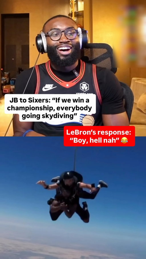 LeBron isn’t messing with Jaylen Brown’s skydiving pitch 😅 

(via @fchwpo)

#nba #basketball #lebron #jaylenbrown #skydiving