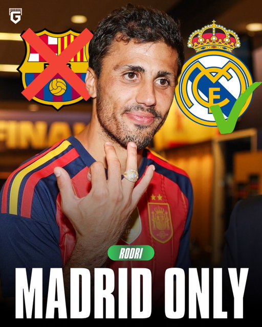 Rodri has just informed this to all the clubs chasing him that he ONLY wants Real Madrid...

PSG, Bayern Munich and Barcelona are all in the race to sign the Ballon d’Or and World Cup winner this summer 👀

 Rodri to Real Madrid is expected to get done for around €65M to €75M 🤑

(DiarioAS)