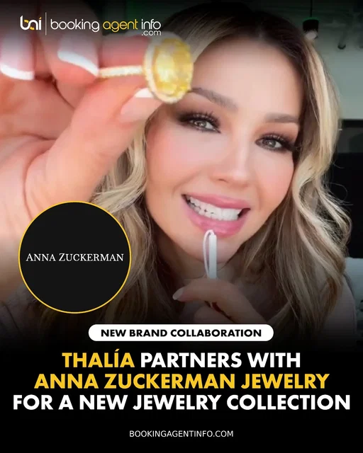 Thalía (@thalia) has partnered with Anna Zuckerman Jewelry (@annazuckerman) to launch an exclusive new jewelry collection.

In the accompanying spot, Thalía speaks on the importance of shining from within, through your attitude, face, and hair, and expressing that inner radiance outward with accessories that reflect your spirit.

The collaboration adds to Thalía’s diverse portfolio of brand alignments. She previously teamed up with the YouVersion Bible App to release inspirational devotional Bible plans.

This landmark jewelry launch arrives during an action-packed 2026 for the Mexican pop legend. After hosting the Premio Lo Nuestro 2026 awards ceremony for her fourth time, Thalía released her cumbia album Todo Suena Mejor En Cumbia, propelled by the single "Boomerang," and was honored with the Icon Award at the 2026 Billboard Women in Music ceremony.

Create a free account at BookingAgentInfo.com to be the first to know about new music brand partnerships.

Follow @bookingagentinfo_ for more.