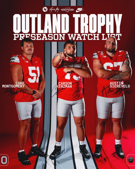 Built in the trenches. 

Luke Montgomery, Carson Hinzman and Austin Siereveld earn spots on the Outland Trophy Preseason Watch List.