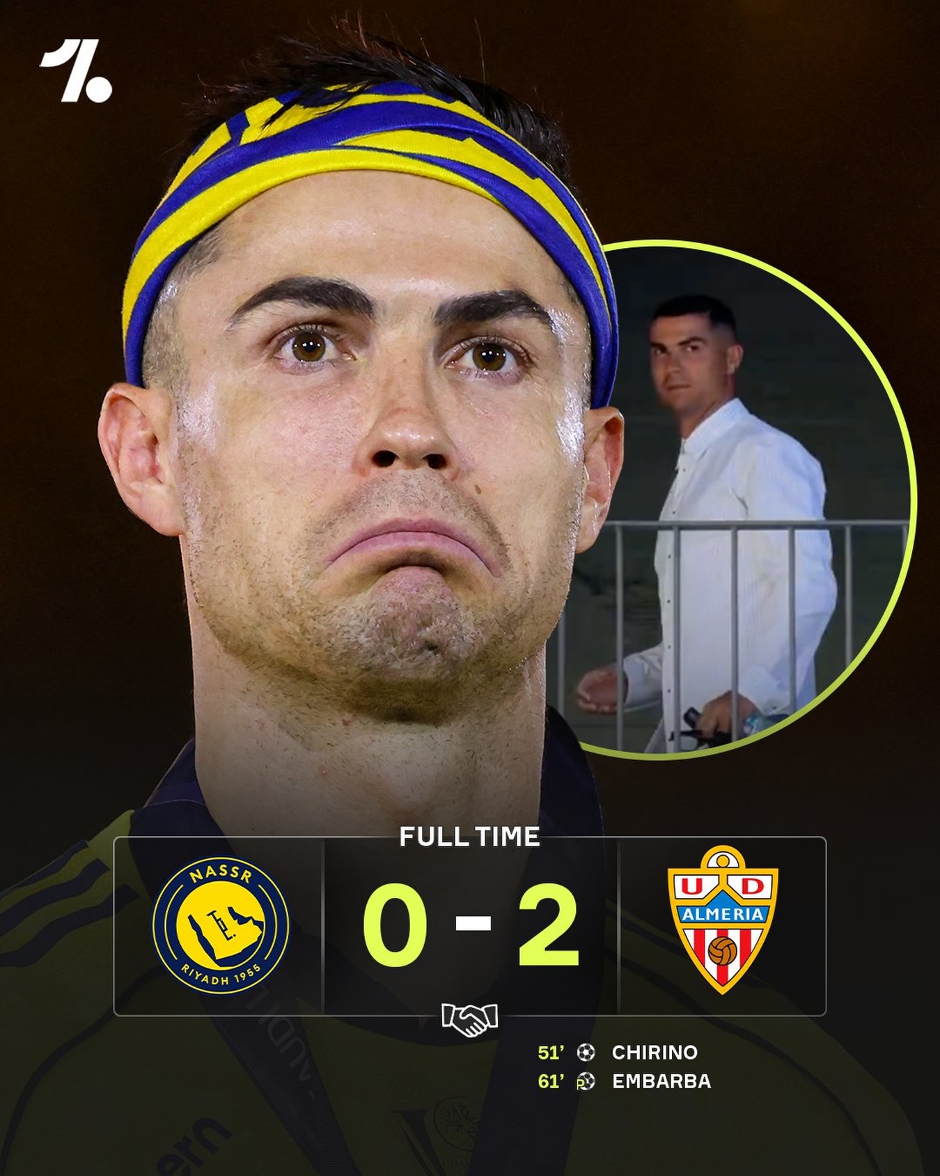 Cristiano Ronaldo watched on as the club he co-owns, Almería, beat his current team Al-Nassr in their pre-season friendly 😅👀