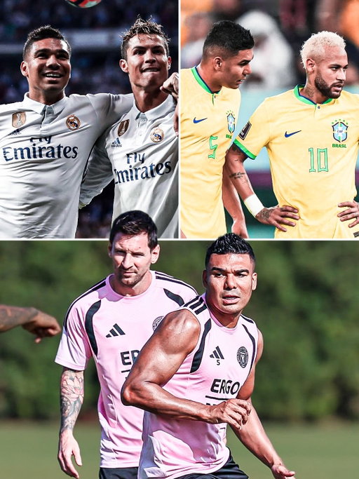 🥹🎞️ Casemiro has played with three 𝐋𝐄𝐆𝐄𝐍𝐃𝐒 of the game in his career playing with Leo Messi, Cristiano Ronaldo and Neymar Jr… 🇵🇹🇧🇷🇦🇷

Casemiro played with Cristiano Ronaldo at both Real Madrid and Manchester United, he played with Neymar for Brazil and now links up with Messi at Inter Miami. ✨

𝐂𝐑𝐀𝐙𝐘 𝐂𝐀𝐓𝐀𝐋𝐎𝐆𝐔𝐄 🤯⭐️