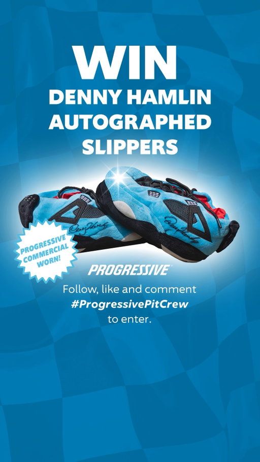 Win a pair of @dennyhamlin Progressive commercial worn slippers! To enter:
 
🏁Follow @progressive on Instagram
🏁Like this post
🏁Comment: #ProgressivePitCrew
 
Winners will be notified via Instagram DM
 
No Purch. Nec. Ends 08/12/2026. 18+, US only, Rules: https://pgrs.in/Pit_Crew