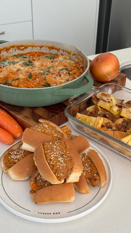 Work smarter, not harder and get more out of your groceries with @colessupermarkets Simply range #ad 

SAVE THE RECIPES FOR LATER 👇

Breakfast
- 1/3 Pack x Coles Simply Thin BBQ Sausage
- 6 x Coles Simply English Muffins
- Coles Simply Table Spread
- 6 x Eggs
- 100mL x Milk
- Coles Simply Cheddar Cheese Block, grated

1. Preheat oven to 180°C.
2. Remove sausages from their casings and cook in a pan until browned and cooked through.
3. Slice English muffins in half, spread with Table Spread and cut into halves.
4. Layer muffin pieces, and cooked sausage into a baking dish.
5. Whisk eggs and milk together and season with salt and pepper, then pour over the muffin mixture.
6. Top with cheese. 
7. Bake covered for 15-20 minutes and then uncovered for 10-15 until golden and set.

Lunch
- 1/3 Pack x Coles Simply Thin BBQ Sausage
- 4 x Coles Simply Hot Dog Buns
- ½ cup x Coles Simply Breadcrumbs
- 2 tbsp x Coles Simply BBQ Sauce
- 1 x Egg
- 1 x Onion, finely grated
- 1 x Carrot, finely grated
- Sesame Seeds
- Coles Simply Tomato Sauce, to serve

1. Preheat oven to 180°C.
2. Remove sausages from their casings and mix with breadcrumbs, BBQ sauce, egg, grated onion and carrot.
3. Slice the hot dog buns down the middle and fill with the sausage mixture.
4. Sprinkle with sesame seeds and place onto a lined baking tray.
5. Spray with oil and bake for 25–30 minutes until the sausage filling is cooked through.
6. Serve with Tomato Sauce.

Dinner
- 1/3 Pack x Coles Simply Thin BBQ Sausage
- 250g x Coles Simply Pasta Spirals
- Coles Simply Vegetable Oil
- 1 Jar x Coles Simply Pasta Sauce
- Coles Simply Cheddar Cheese Block, grated
- 1 x Onion
- 2 handfuls x Spinach
- 10g x Garlic
- 1 tsp x Chilli Flakes
- 200mL x Cream

1. Remove sausages from casings and brown in Vegetable Oil. Set aside.
2. Sauté onion, garlic and chilli flakes. Add Pasta Sauce, cream and water.
3. Stir in Pasta Spirals and simmer until cooked.
4. Add sausage and spinach, then top with Cheddar Cheese.
5. Grill until golden and melted.