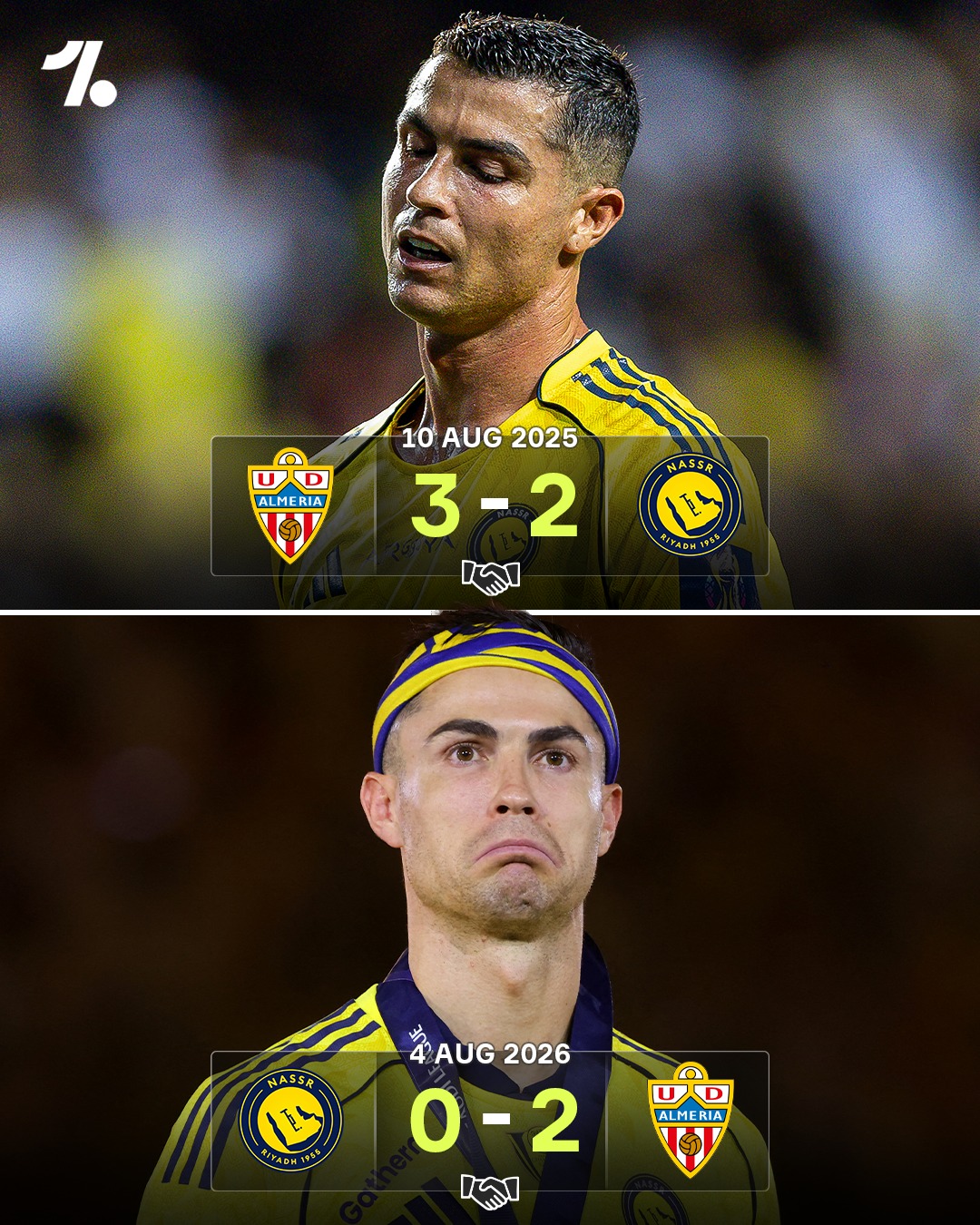 Two years in a row, second division Spanish side Almería have beaten Al-Nassr in a friendly 👀✅

The plot twist comes when you find out Cristiano Ronaldo currently PLAYS for Al-Nassr, while co-owning Almería 😅

We wonder who he wants to win on the day...🤨